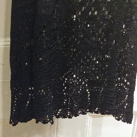 Black Crochet Goth Emo Skirt with Elastic Waist Band Halloween - Picture 3 of 6